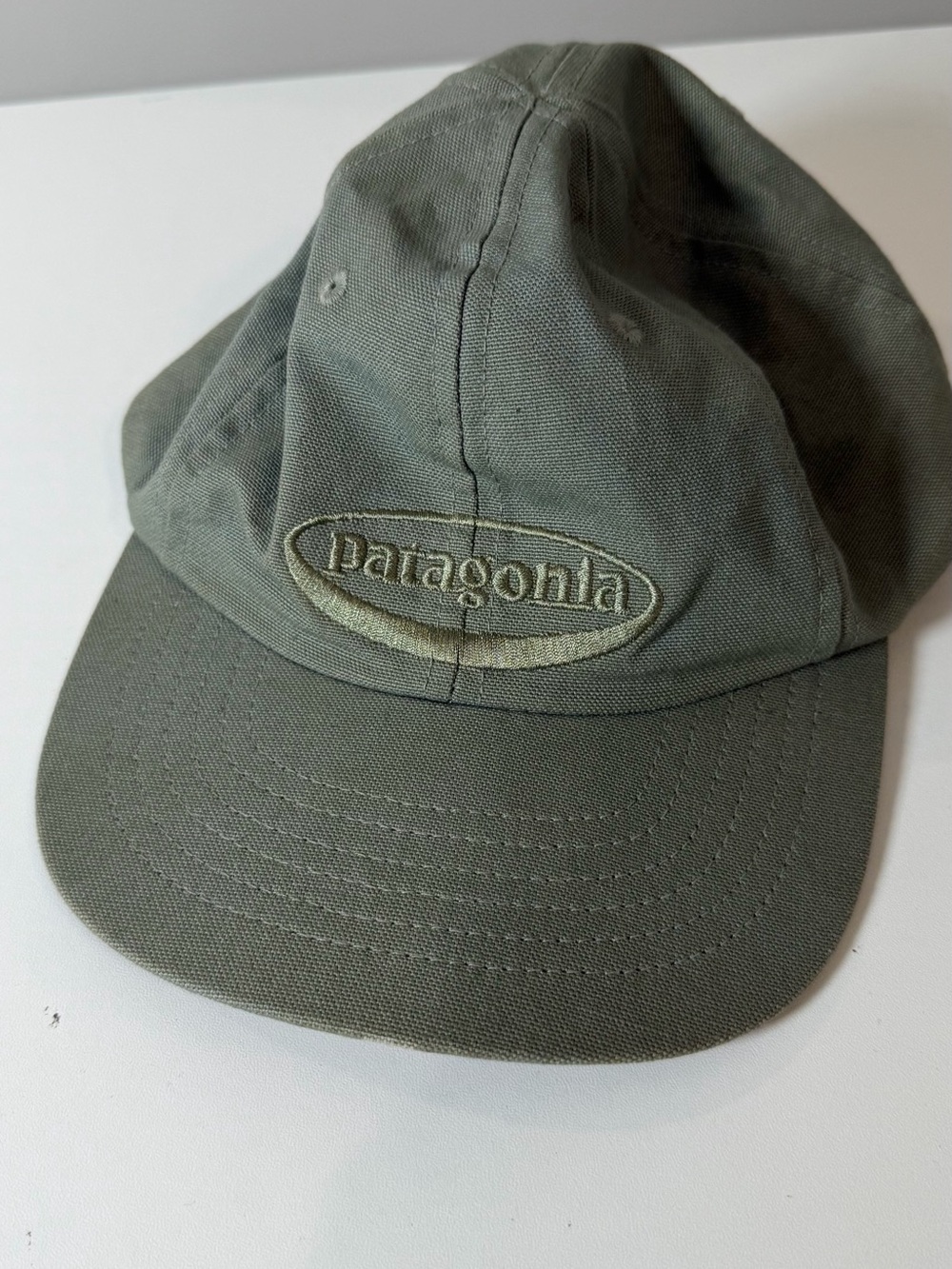 Patagonia Organic Cotton Duck Canvas Made in USA Olive Green Embroidered Hat